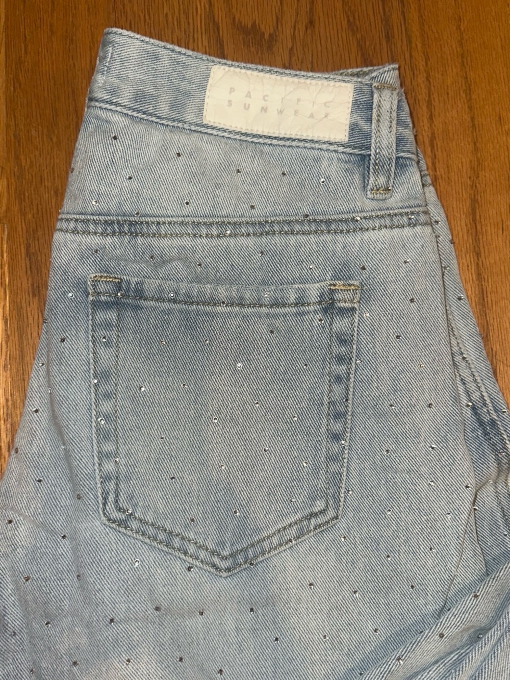 PacSun Light Blue High-Rise Jeans with Rhinestone Dots